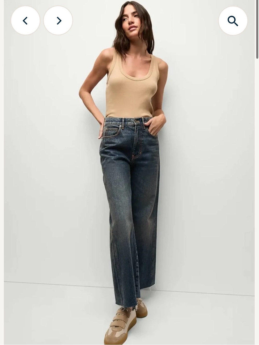 Veronica Beard Taylor Cropped Wide Leg High Rise Jeans